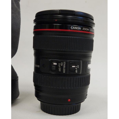 143b - Canon Ultrasonic zoom lens EF  24-105mm 1:4 L  IS  USM in cloth bag