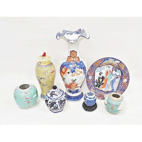 2 - Collection of Asian porcelain comprising a 20th century Japanese oviform vase printed and painted wi... 