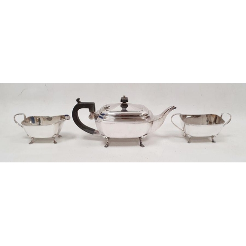 211 - EPNS bachelor's tea service, early 20th century, stamped H.F., comprising a rectangular section teap... 