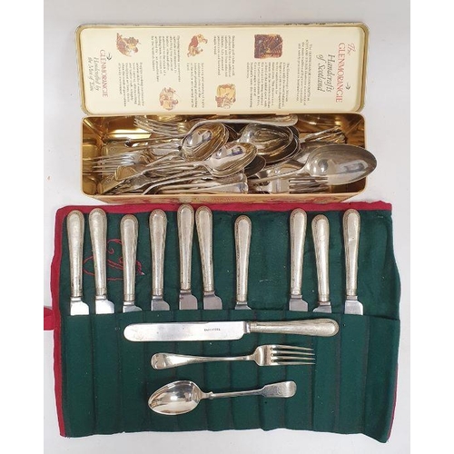 215 - Collection of flatware, silver plate and other items, including shakers, salts, tongs, coasters, a l... 