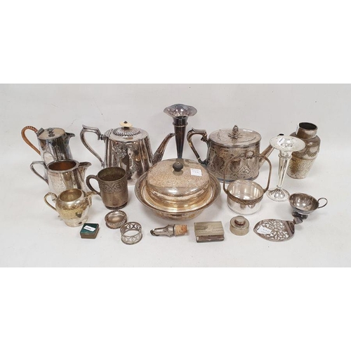 218 - Sliver plated tea wares, vases and assorted metal ware, including silver-plated Victorian engraved t... 