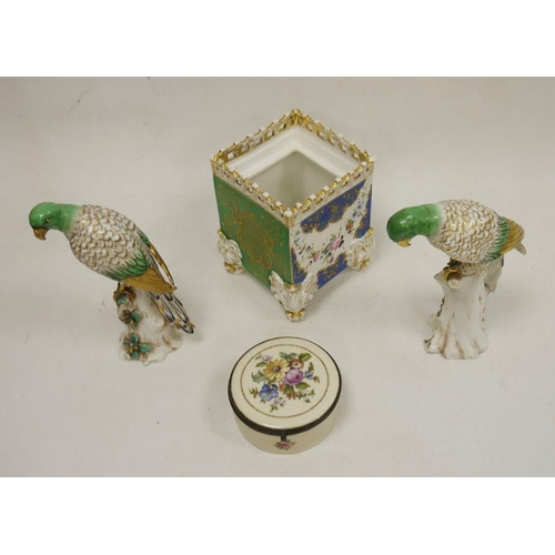 22 - French porcelain square section jardiniere, circa 1835, painted with swags of flowers alternating be... 