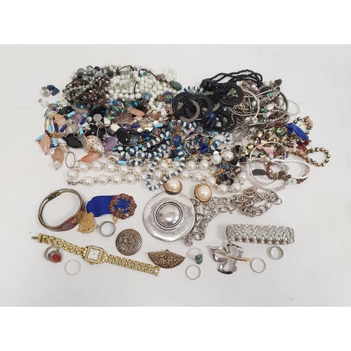 230 - Box of costume jewellery, including glass, pearl, enamel and paste beaded necklaces, silver and 925 ... 