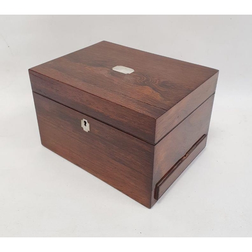 265 - Victorian rosewood and mother-of-pearl inlaid travelling vanity box having fitted interior, glass bo... 