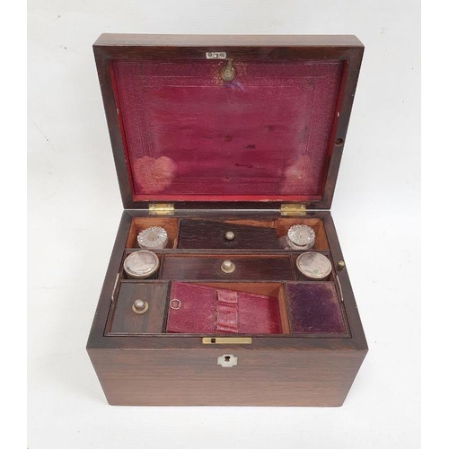 265 - Victorian rosewood and mother-of-pearl inlaid travelling vanity box having fitted interior, glass bo... 