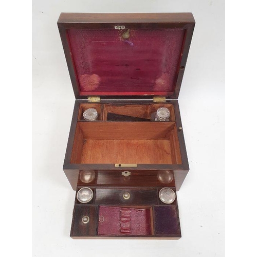 265 - Victorian rosewood and mother-of-pearl inlaid travelling vanity box having fitted interior, glass bo... 