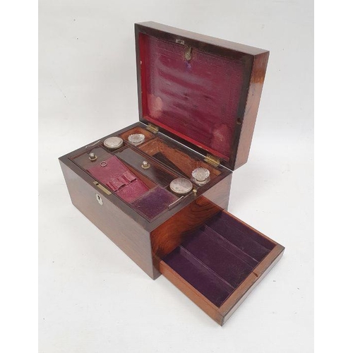 265 - Victorian rosewood and mother-of-pearl inlaid travelling vanity box having fitted interior, glass bo... 