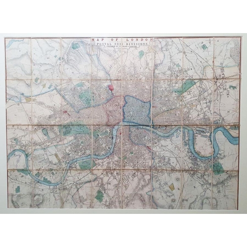 272 - Edward Stanford 
 Map of London with its Postal Subdivisions, hand-coloured lithographic, framed and... 