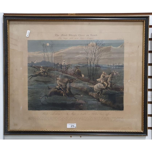 275 - After Henry Alken 
 Coloured engravings 
 The First Steeplechase on Record, plates 1, 2, 3 and 4, en... 