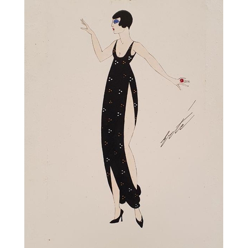 283 - Romain de Tirtoff (Erte)
 Gouache study
 Full length portrait of a lady
 signed to the right Erte