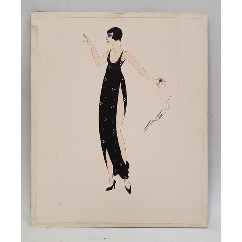 283 - Romain de Tirtoff (Erte)
 Gouache study
 Full length portrait of a lady
 signed to the right Erte