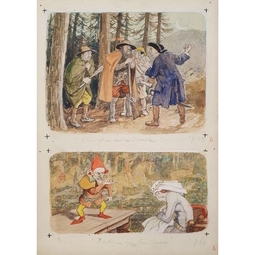 289 - Ernest Howard Shepard (1879 -1976)
 Watercolour
 Two illustrations on single page, 'I ran as fast as... 