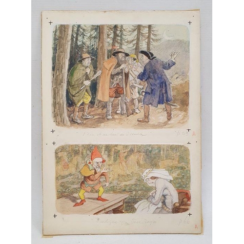 289 - Ernest Howard Shepard (1879 -1976)
 Watercolour
 Two illustrations on single page, 'I ran as fast as... 