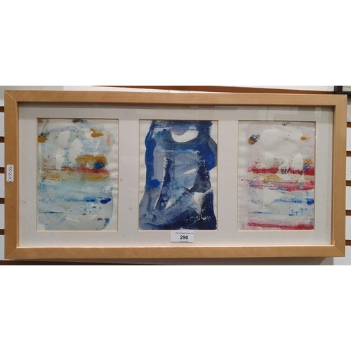 290 - Attributed to Joanna Casey 
 Set of three watercolours
 Abstracts, unsigned, pen inscription verso '... 