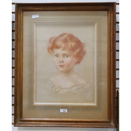 292 - Lady George Scott, working studio name Molly Bishop (1911-1998)
 Pastel 
 Portrait study of young ch... 