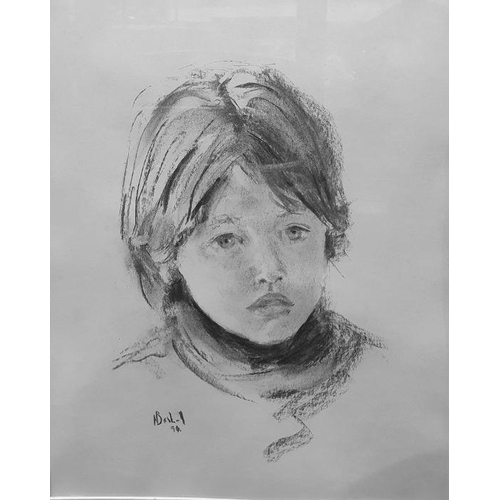 293 - Nick Bashall (b. 1956)
 Charcoal and wash
 Pair of portrait studies of children, indistinctly signed... 