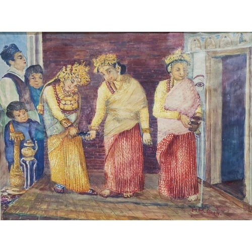 294 - M M Poon (20th century, Nepalese)
 Watercolours
 Nepalese scenes, each signed lower right, 27 x 36cm... 