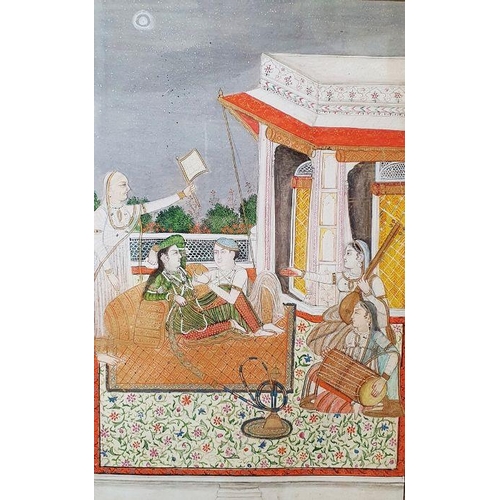 295 - Early 19th century Indian school
 Watercolour and heightened with white
 Prince entertaining his mis... 