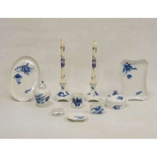 31 - Royal Copenhagen blue and white part dressing table set, 20th century, printed green and blue marks,... 