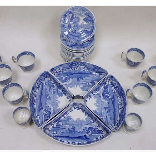 37 - Copeland Spode pottery 'Italian' pattern part breakfast service, early 20th century printed blue mar... 