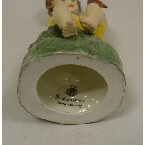 50A - Two Royal Worcester figures of children, mid-20th century, printed black marks, comprising: Friday's... 