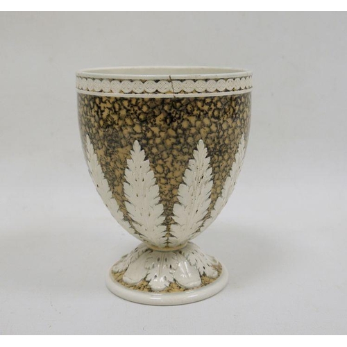 51 - Wedgwood creamware vase, late 18th century, impressed uppercase marks, the ground mottled in brown a... 