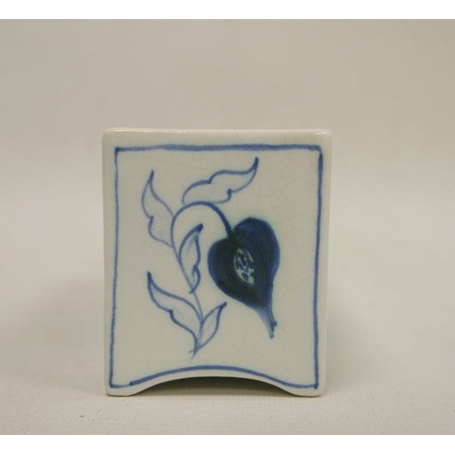 55 - Isis (Oxford) pottery rectangular flower brick, 20th century, blue marks, painted with a tulip patte... 