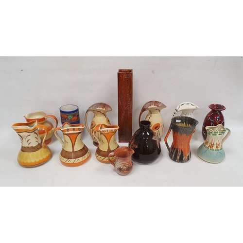 76C - Large collection of Art Deco and Studio pottery including a collection of Myott, Son & Co. jugs in s... 