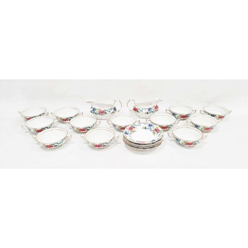 9 - Booths 'Floradora' pattern part dinner service, printed and painted with chinoiserie flower sprays a... 