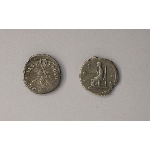 104 - Hadrian Denarius Pudicitia seated left adjusting veil and Trajen Denarius Vesta seated with patera &... 