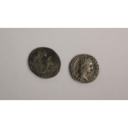 107 - Mark Antony Legionary Issue. Reverse Galley and Domitian Denarius COS XVII Reverse, Minerva standing... 