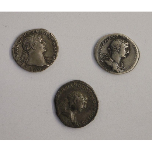 109 - Group of 3 Roman Silver Coins, Trajan Denarius reverse, Vesta Seated (1) Trajan Denarius reverse For... 