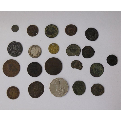 127 - Mixture of coins including Jetton, Islamic and token (12) and Group of Bronze Coins (9)