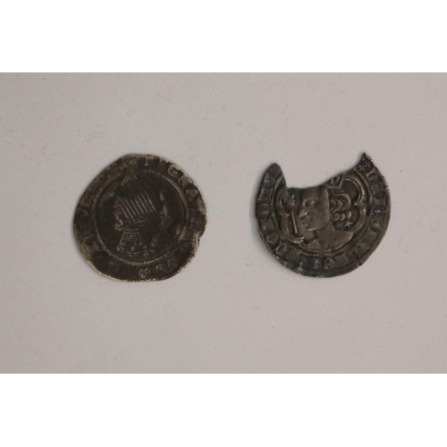 130 - David II, third coinage groat 1367-71, broken & James Ist Irish Shilling