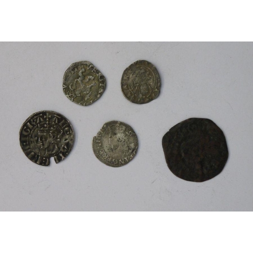 138 - Group of Scottish Hammered Coins (4) plus Vanitian Galley Half Penny (5 in total)