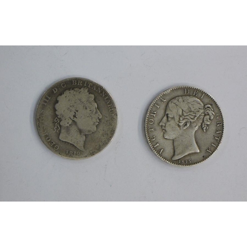 140 - Victoria Young Head Crown 1845 and George III Crown 1819 (2)