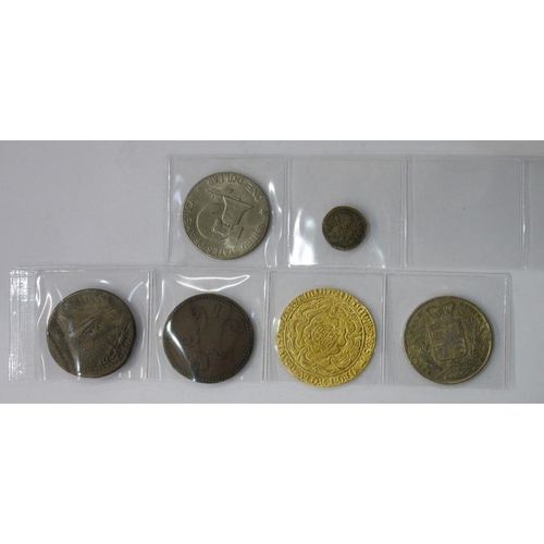 145 - Interesting lot of coins, (6) Coin Weight of 22 Shillings (Unite) of James Ist (1) Ptolemy II Tetrad... 