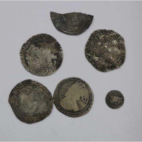 155 - Group of Charles 1st Coinage, all struck at the Tower, (4 Shillings) (1 Part Shilling) and Penny (pi... 