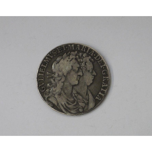 162 - William & Mary (1689-1694) Half Crown (First Reverse) Caul and Interior Frosted, no pearls variety e... 