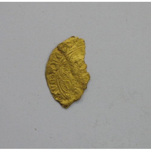 178 - Henry VI (1422-61) First Reign, gold part fragment of a Half Noble annulets in reverse legend s1805