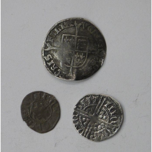 186 - Hammered coins (3), Henry III penny nicole on Cant (Canterbury) previously cleaned, Edward III Half ... 