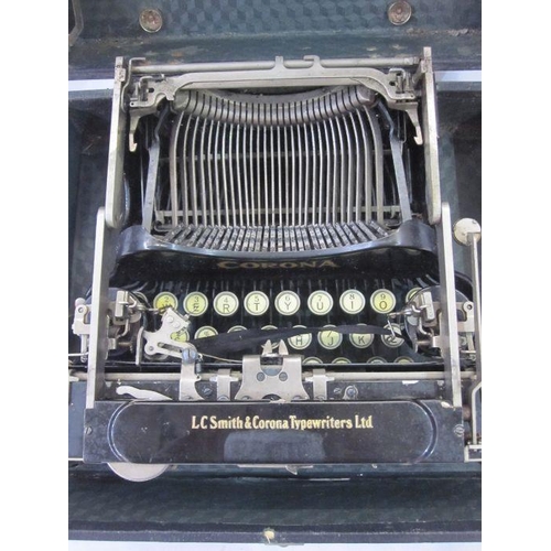 248 - LC Smith and Corona 1930's black metal typewriter in carrying case 31 x 25cm