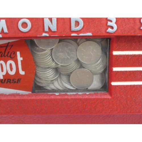 255 - Retro Sega Diamond 3 Star slot machine. In working order and keys included. Works on 10p (1950-1970)... 