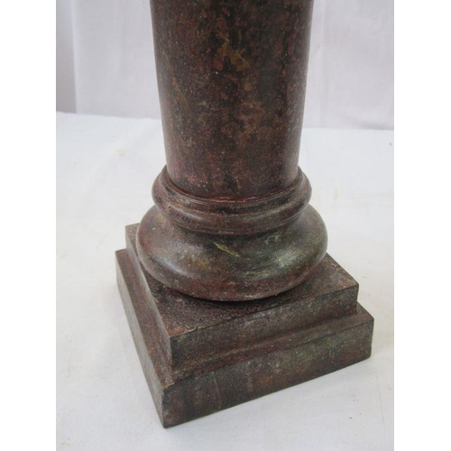 262 - Pair of neoclassical style painted metal uprights. 10cm x 10cm 46cm tall