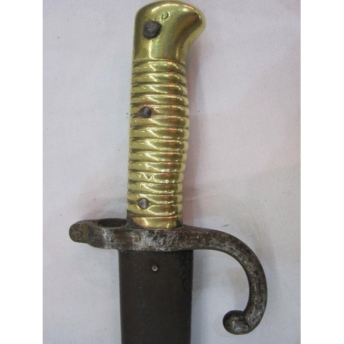 269 - French chassepot sword bayonet with metal scabbard, 1870c