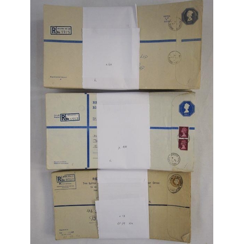 30 - Box of used KGVI and QEII registered envelopes, many hundreds (1 box)