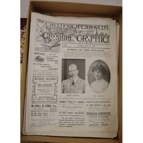 301 - Copies of the Cheltenham Chronicle dated 1912 to include an obituary for a Gloucestershire Citizen w... 