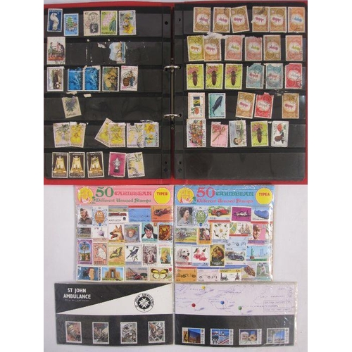 38 - Large plastic box with albums and loose stamps including Bahamas and Barbados, QV values and GB mint... 