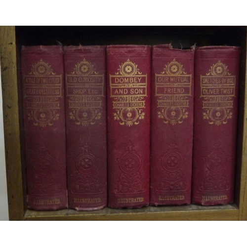 401 - Fitted bookcase containing the works of Charles Dickens - the author's favourite edition in facsimil... 