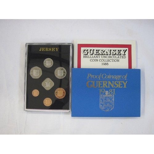 64 - Channel Island proof and brilliant uncirculated coins to include 1986 + 1985 proof sets (2), 1981 pr... 